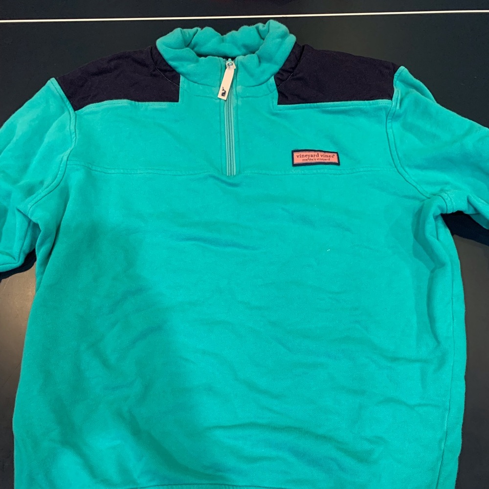 Turquoise vineyard vine quarter zip sweater